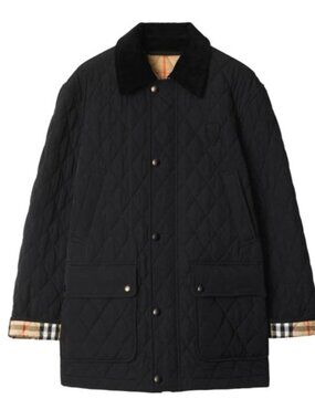 Burberry Women’s Quilted Jacket Black Sand IP Check XL 8096916